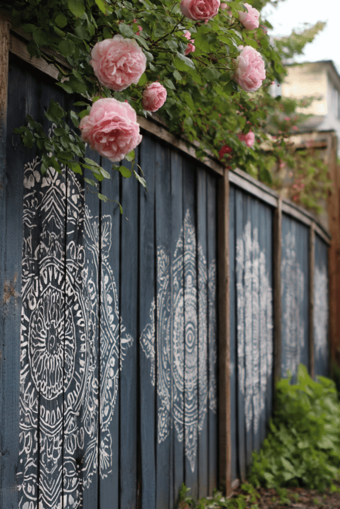 Lace Stenciled Privacy Screen