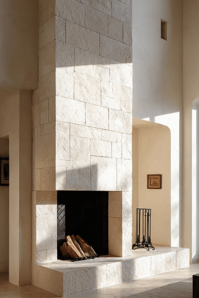 Minimalist Stone Fireplaces