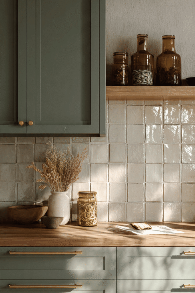 Sage Green and Earthy Cabinetry