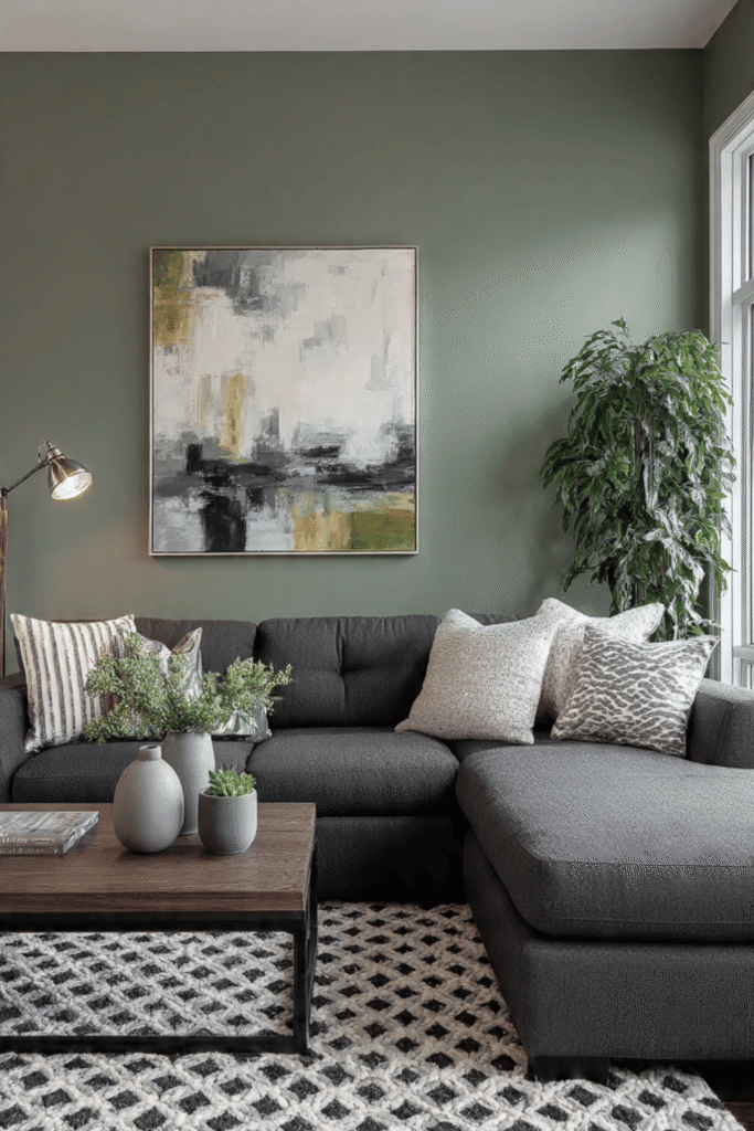 Sage Green and Soft Charcoal Contrast