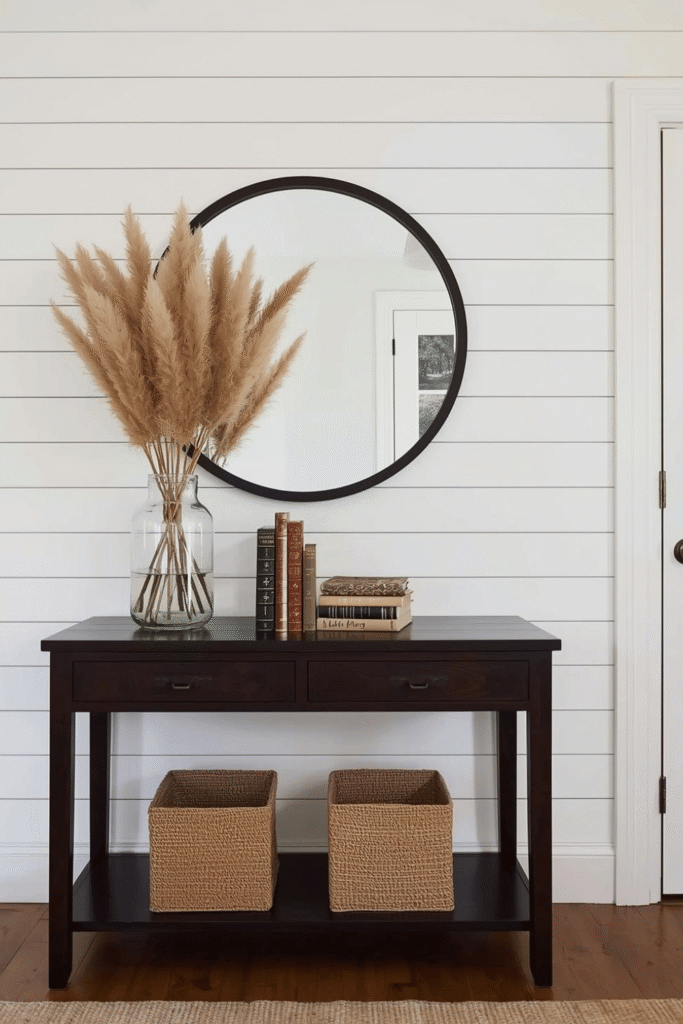 Shiplap Wall and Simple Mirror