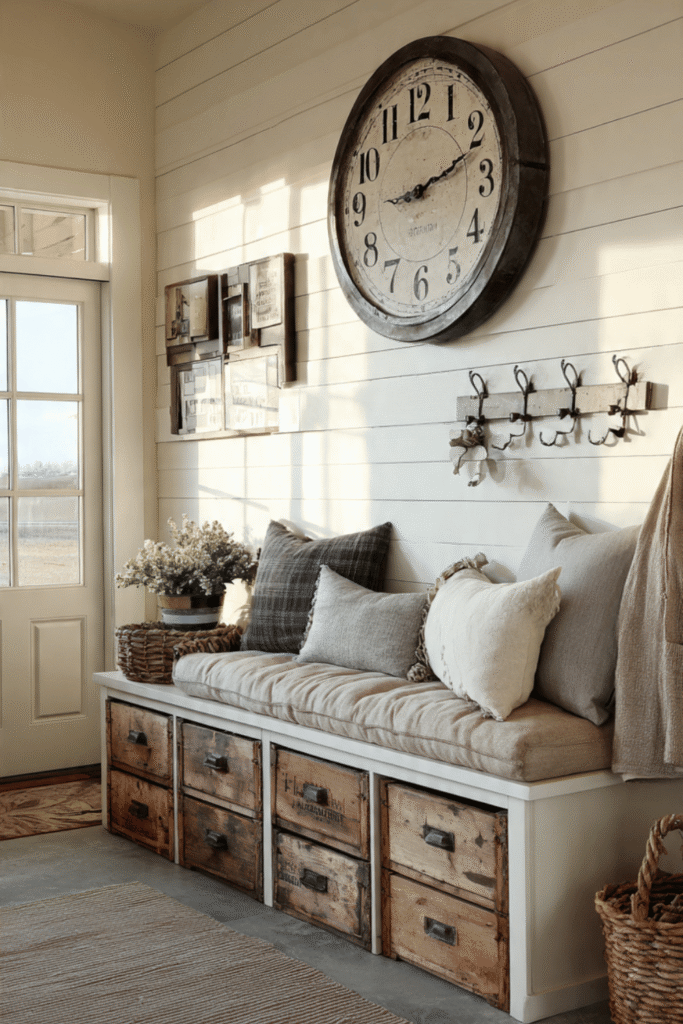 The Bench with Antique Crate Drawers