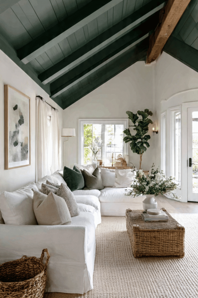 The Sage Green Ceiling Feature