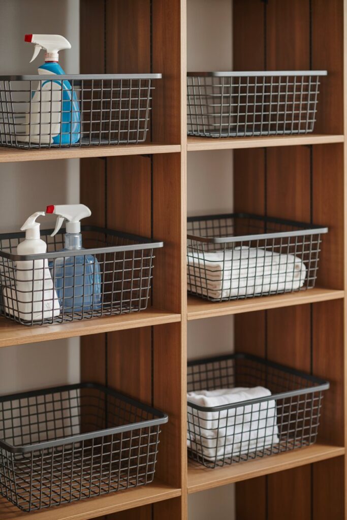 Wire Basket Organizers for Vertical Shelving