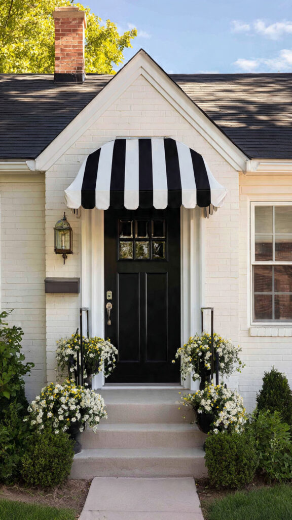 Black and White Striped Awning