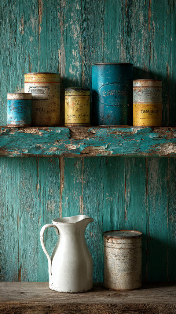 Distressed Teal "Pop of Color" Shelves