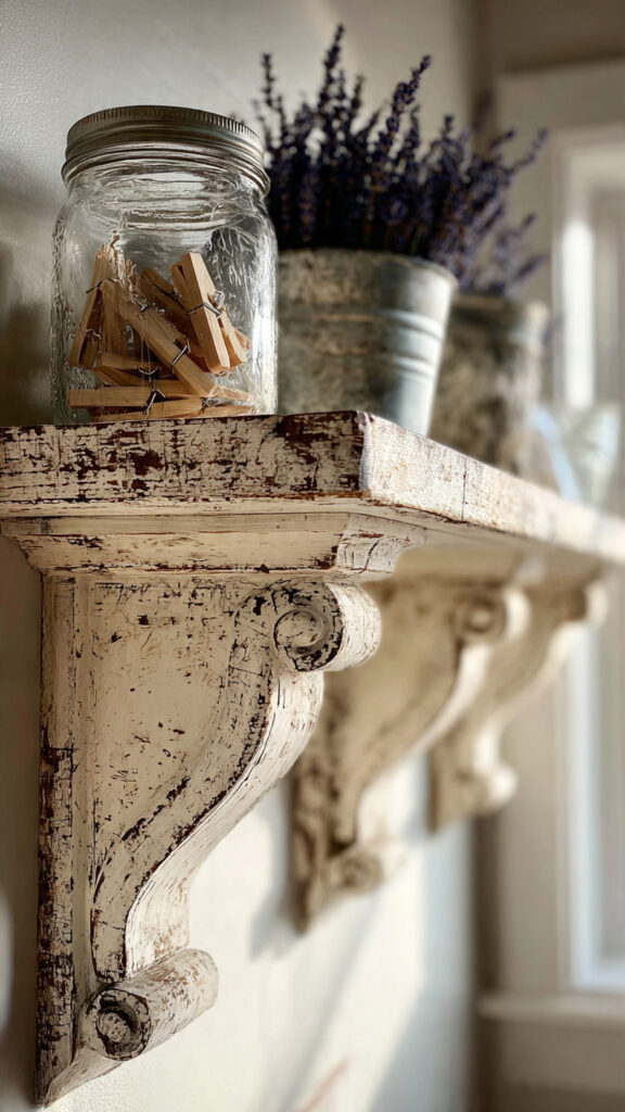 Distressed White Corbel Shelves