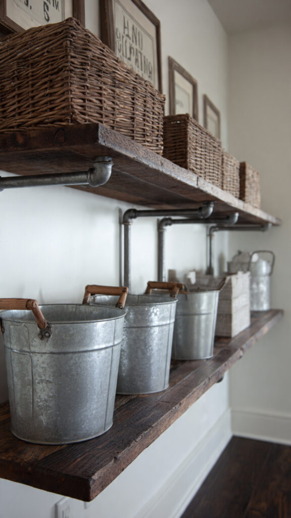 Galvanized Metal and Wood Hybrid Shelves