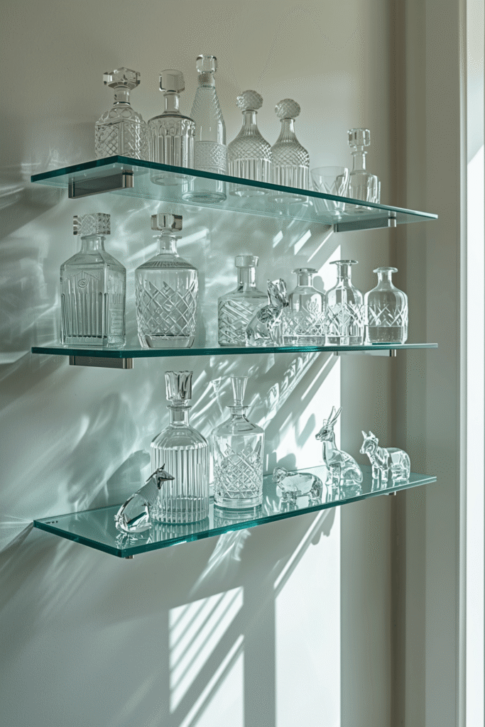 Glass-on-Glass Floating Shelves