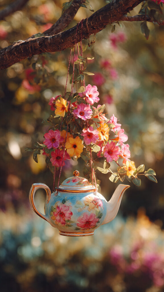 Hanging Teapot Floral Arrangements