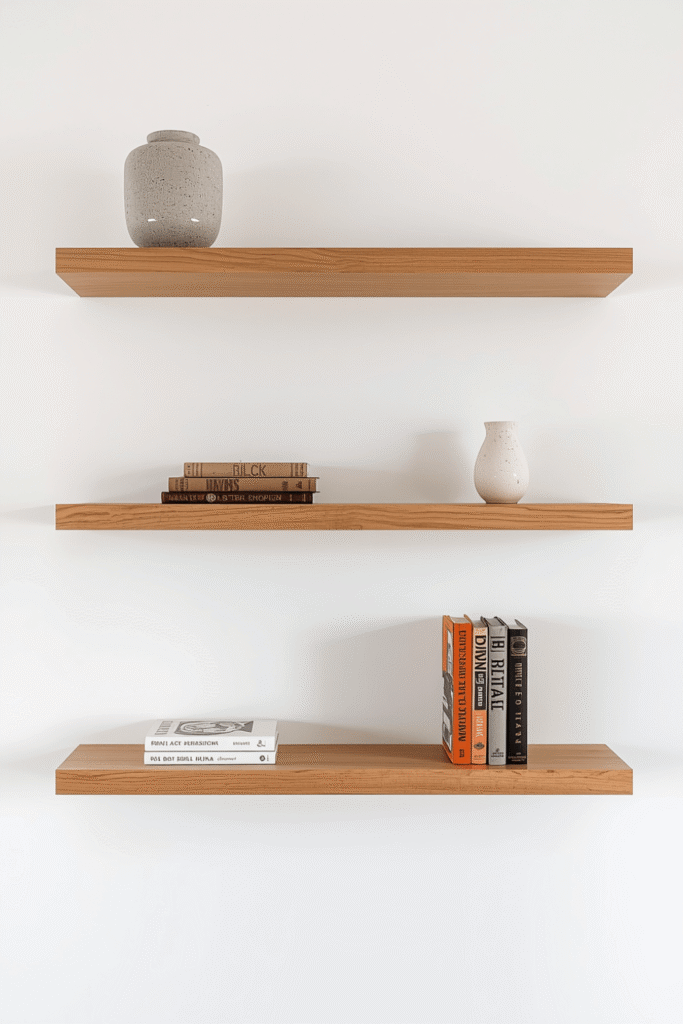 Minimalist Floating Wood Shelves
