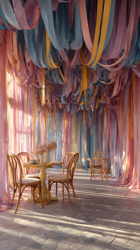 Ribbon-Draped Ceiling or Canopy