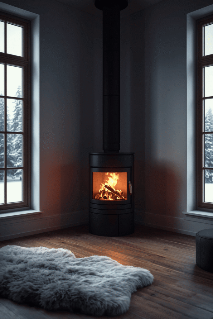 Sleek Black Wood-Burning Stove