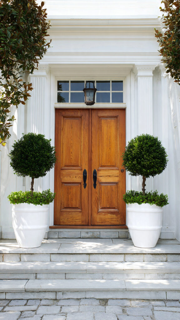 Symmetry with Potted Boxwoods