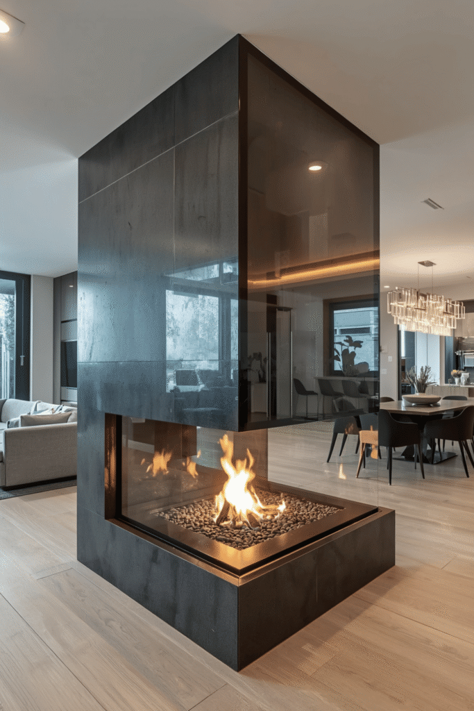 Transparent Three-Sided Glass Fire